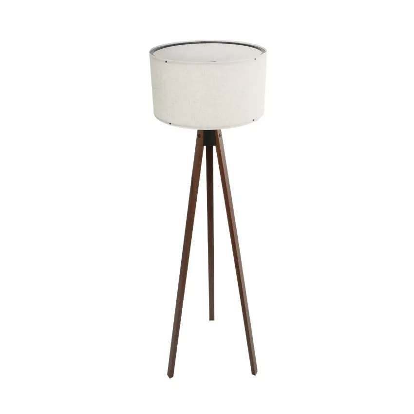 SAGA  Μοντέρνο Eπιδαπέδιο Φωτιστικό Μονόφωτο 1 x E27 IP20 Καρυδί Ξύλο με Λευκό Ύφασμα - Μ38 x Π38 x Υ140cm