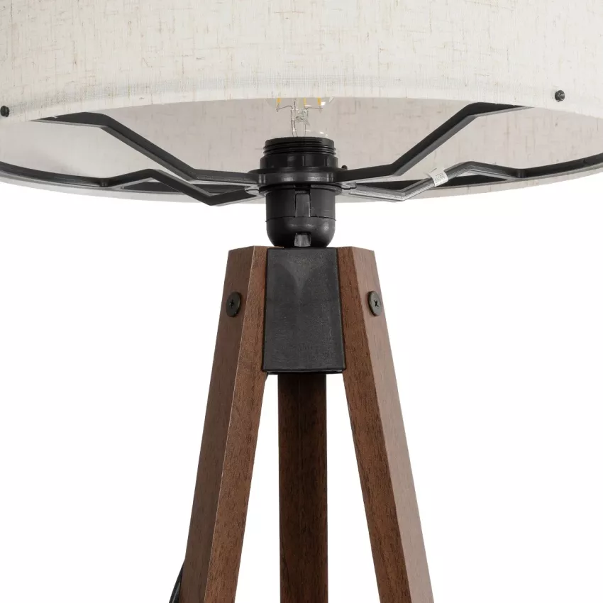 SAGA  Μοντέρνο Eπιδαπέδιο Φωτιστικό Μονόφωτο 1 x E27 IP20 Καρυδί Ξύλο με Λευκό Ύφασμα - Μ38 x Π38 x Υ140cm