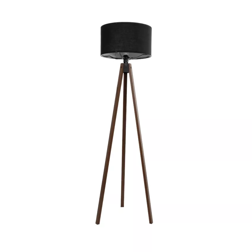 SAGA  Μοντέρνο Eπιδαπέδιο Φωτιστικό Μονόφωτο 1 x E27 IP20 Καφέ Ξύλο με Μαύρο Ύφασμα - Μ38 x Π38 x Υ140cm
