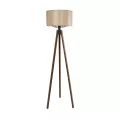 SAGA  Μοντέρνο Eπιδαπέδιο Φωτιστικό Μονόφωτο 1 x E27 IP20 Καρυδί Ξύλο με Μπεζ Ύφασμα - Μ38 x Π38 x Υ140cm