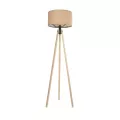 SAGA  Μοντέρνο Eπιδαπέδιο Φωτιστικό Μονόφωτο 1 x E27 IP20 Μπεζ Ξύλο με Μπεζ Ύφασμα - Μ38 x Π38 x Υ140cm