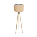 SAGA  Μοντέρνο Eπιδαπέδιο Φωτιστικό Μονόφωτο 1 x E27 IP20 Μπεζ Ξύλο με Μπεζ Ύφασμα - Μ38 x Π38 x Υ140cm