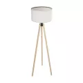 SAGA  Μοντέρνο Eπιδαπέδιο Φωτιστικό Μονόφωτο 1 x E27 IP20 Μπεζ Ξύλο με Λευκό Ύφασμα - Μ38 x Π38 x Υ140cm
