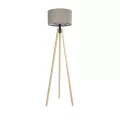 SAGA  Μοντέρνο Eπιδαπέδιο Φωτιστικό Μονόφωτο 1 x E27 IP20 Μπεζ Ξύλο με Γκρι Ύφασμα - Μ38 x Π38 x Υ140cm