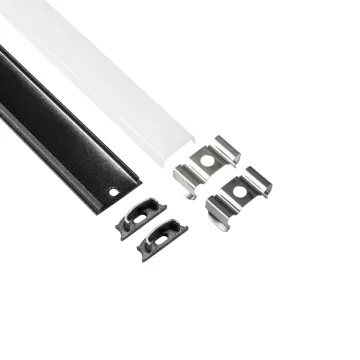 GLOBOSTAR® ALP-LINEAR CURBARIO  Επιφανειακό Εύκαμπτο Προφίλ Αλουμινίου με Λευκό Γαλακτερό Πατητό Κάλυμμα για Ταινίες LED IP20 - Μαύρο & Λευκό - Μ100 x Π1.8 x Υ0.5cm