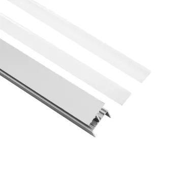 GLOBOSTAR® ALP-R-SHELF DODA  Χωνευτό Προφίλ Αλουμινίου Ειδικό για Φωτισμό Ραφιού 18mm με Λευκό Γαλακτερό Πατητό Κάλυμμα για Ταινίες LED IP20 - Ασημί & Λευκό - Μ100 x Π1.5 x Υ2cm