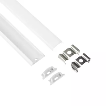 GLOBOSTAR® ALP-LINEAR CURBARIO  Επιφανειακό Εύκαμπτο Προφίλ Αλουμινίου με Λευκό Γαλακτερό Πατητό Κάλυμμα για Ταινίες LED IP20 - Λευκό - Μ100 x Π1.8 x Υ0.5cm