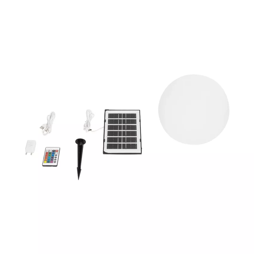 GLOBOSTAR® GARDENGLOW  Μοντέρνο Φωτιστικό Κήπου Μπάλα με IR Ασύρματο Χειριστήριο LED 3W 240lm 360° DC 5V με USB-C με Ενσωματωμένο Φωτοβολταϊκό Panel 6V 1W & Επαναφορτιζόμενη Μπαταρία Li-ion 3.7V 2x18650 1400mAh Αδιάβροχο IP54 Πολύχρωμο RGBW Dimmable -
