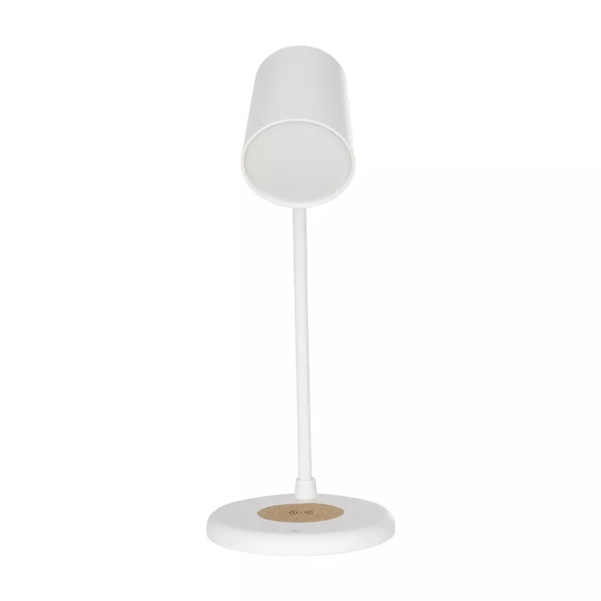 GLOBOSTAR® LUCORA  Μοντέρνο Επιτραπέζιο Φωτιστικό Γραφείου με Ασύρματη Φόρτιση 10W 2A & 4W Bluetooth Ηχείο LED 3W 300lm 120° DC 5V με USB-C IP20 Ρυθμιζόμενο Λευκό CCT με Αφή 2700K/4500K/6000K Dimmable - Sanan SMD Chip - Λευκό - Μ12 x Π12 x Υ32cm