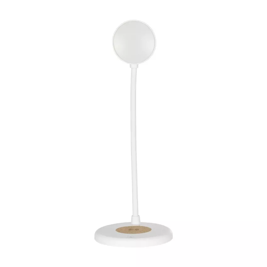 GLOBOSTAR® LUCORA  Μοντέρνο Επιτραπέζιο Φωτιστικό Γραφείου με Ασύρματη Φόρτιση 10W 2A & 4W Bluetooth Ηχείο LED 3W 300lm 120° DC 5V με USB-C IP20 Ρυθμιζόμενο Λευκό CCT με Αφή 2700K/4500K/6000K Dimmable - Sanan SMD Chip - Λευκό - Μ12 x Π12 x Υ32cm