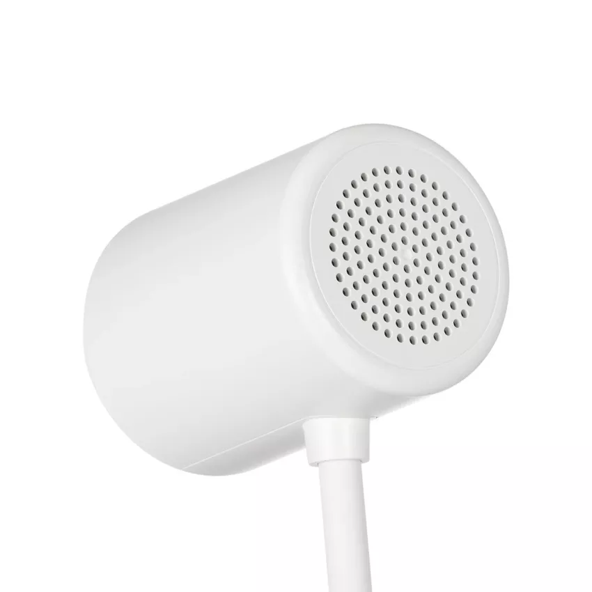 GLOBOSTAR® LUCORA  Μοντέρνο Επιτραπέζιο Φωτιστικό Γραφείου με Ασύρματη Φόρτιση 10W 2A & 4W Bluetooth Ηχείο LED 3W 300lm 120° DC 5V με USB-C IP20 Ρυθμιζόμενο Λευκό CCT με Αφή 2700K/4500K/6000K Dimmable - Sanan SMD Chip - Λευκό - Μ12 x Π12 x Υ32cm