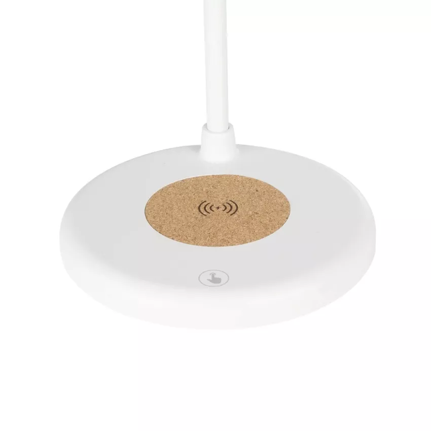 GLOBOSTAR® LUCORA  Μοντέρνο Επιτραπέζιο Φωτιστικό Γραφείου με Ασύρματη Φόρτιση 10W 2A & 4W Bluetooth Ηχείο LED 3W 300lm 120° DC 5V με USB-C IP20 Ρυθμιζόμενο Λευκό CCT με Αφή 2700K/4500K/6000K Dimmable - Sanan SMD Chip - Λευκό - Μ12 x Π12 x Υ32cm