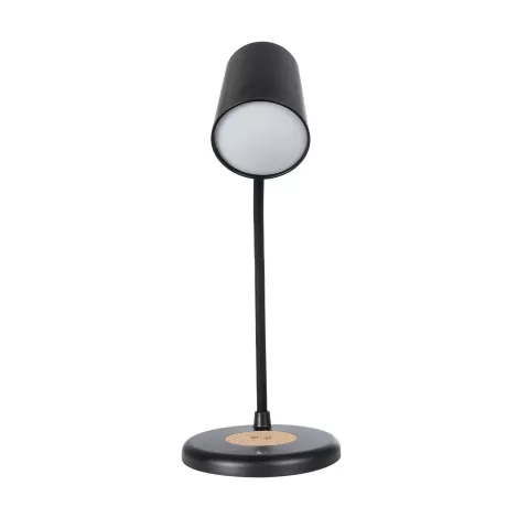 GLOBOSTAR® LUCORA  Μοντέρνο Επιτραπέζιο Φωτιστικό Γραφείου με Ασύρματη Φόρτιση 10W 2A & 4W Bluetooth Ηχείο LED 3W 300lm 120° DC 5V με USB-C IP20 Ρυθμιζόμενο Λευκό CCT με Αφή 2700K/4500K/6000K Dimmable - Sanan SMD Chip - Μαύρο - Μ12 x Π12 x Υ32cm