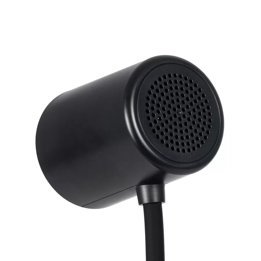 GLOBOSTAR® LUCORA  Μοντέρνο Επιτραπέζιο Φωτιστικό Γραφείου με Ασύρματη Φόρτιση 10W 2A & 4W Bluetooth Ηχείο LED 3W 300lm 120° DC 5V με USB-C IP20 Ρυθμιζόμενο Λευκό CCT με Αφή 2700K/4500K/6000K Dimmable - Sanan SMD Chip - Μαύρο - Μ12 x Π12 x Υ32cm