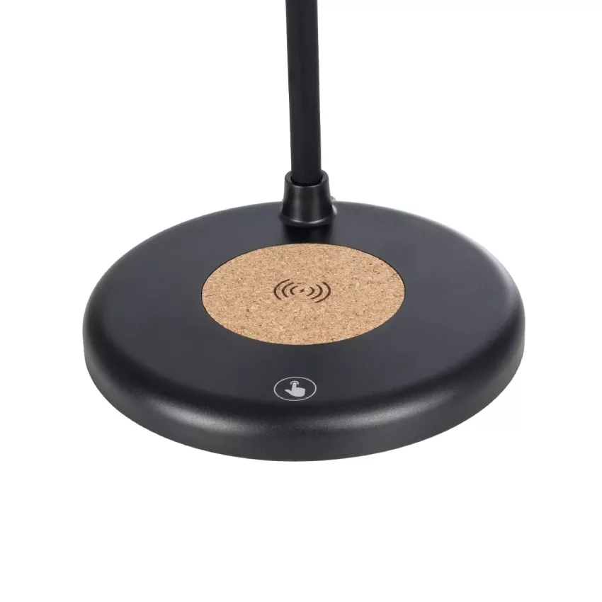 GLOBOSTAR® LUCORA  Μοντέρνο Επιτραπέζιο Φωτιστικό Γραφείου με Ασύρματη Φόρτιση 10W 2A & 4W Bluetooth Ηχείο LED 3W 300lm 120° DC 5V με USB-C IP20 Ρυθμιζόμενο Λευκό CCT με Αφή 2700K/4500K/6000K Dimmable - Sanan SMD Chip - Μαύρο - Μ12 x Π12 x Υ32cm