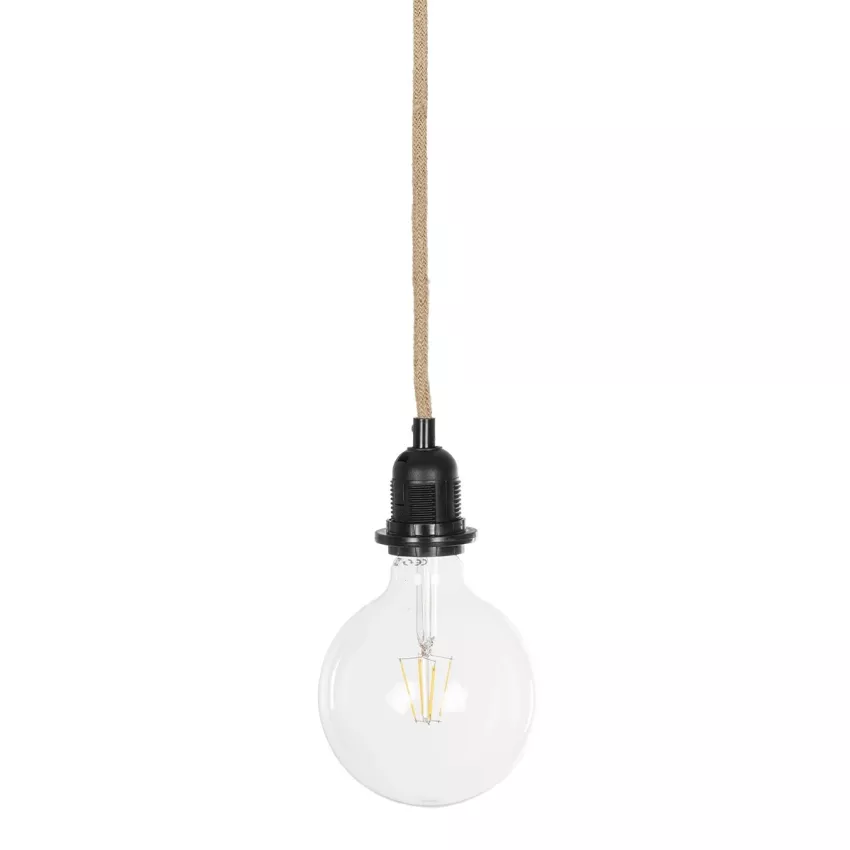 GLOBOSTAR® WHIP  Μοντέρνο DIY Φωτιστικό με Υφασμάτινο Καλώδιο, Ντουί 1 x E27, Διακόπτη On/Off & Πρίζα AC 220-240V IP20 - Μπεζ & Μαύρο - Μ140 x Π5.8 x Υ5.8cm