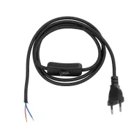 GLOBOSTAR® WHIP  Μοντέρνο DIY Φωτιστικό με Υφασμάτινο Καλώδιο, Ντουί 1 x E27 & Διακόπτη On/Off AC 220-240V IP20 - Μαύρο - Μ140 x Π2.7 x Υ1.9cm