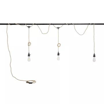 GLOBOSTAR® WHIP  Μοντέρνο DIY Φωτιστικό με Υφασμάτινο Καλώδιο, Ντουί 3 x E27, Διακόπτη On/Off & Πρίζα AC 220-240V IP20 - Μπεζ & Μαύρο - Μ650 x Π5.5 x Υ100cm