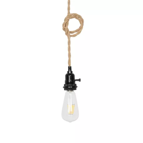 GLOBOSTAR® WHIP  Μοντέρνο DIY Φωτιστικό με Υφασμάτινο Καλώδιο, Ντουί 3 x E27, Διακόπτη On/Off & Πρίζα AC 220-240V IP20 - Μπεζ & Μαύρο - Μ650 x Π5.5 x Υ100cm