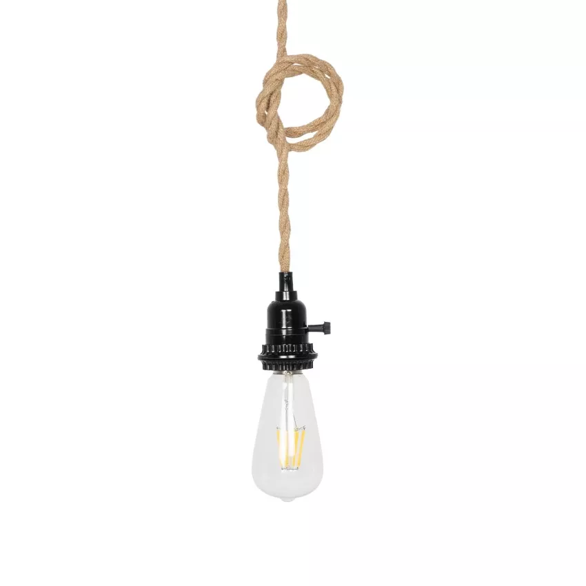 GLOBOSTAR® WHIP  Μοντέρνο DIY Φωτιστικό με Υφασμάτινο Καλώδιο, Ντουί 3 x E27, Διακόπτη On/Off & Πρίζα AC 220-240V IP20 - Μπεζ & Μαύρο - Μ650 x Π5.5 x Υ100cm