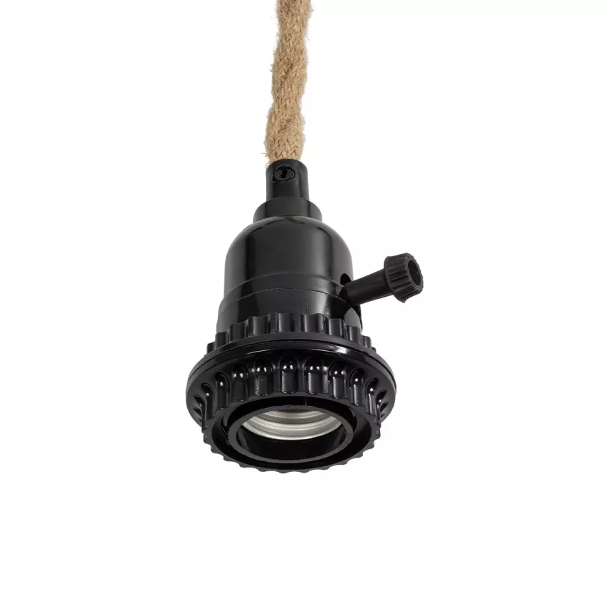 GLOBOSTAR® WHIP  Μοντέρνο DIY Φωτιστικό με Υφασμάτινο Καλώδιο, Ντουί 3 x E27, Διακόπτη On/Off & Πρίζα AC 220-240V IP20 - Μπεζ & Μαύρο - Μ650 x Π5.5 x Υ100cm