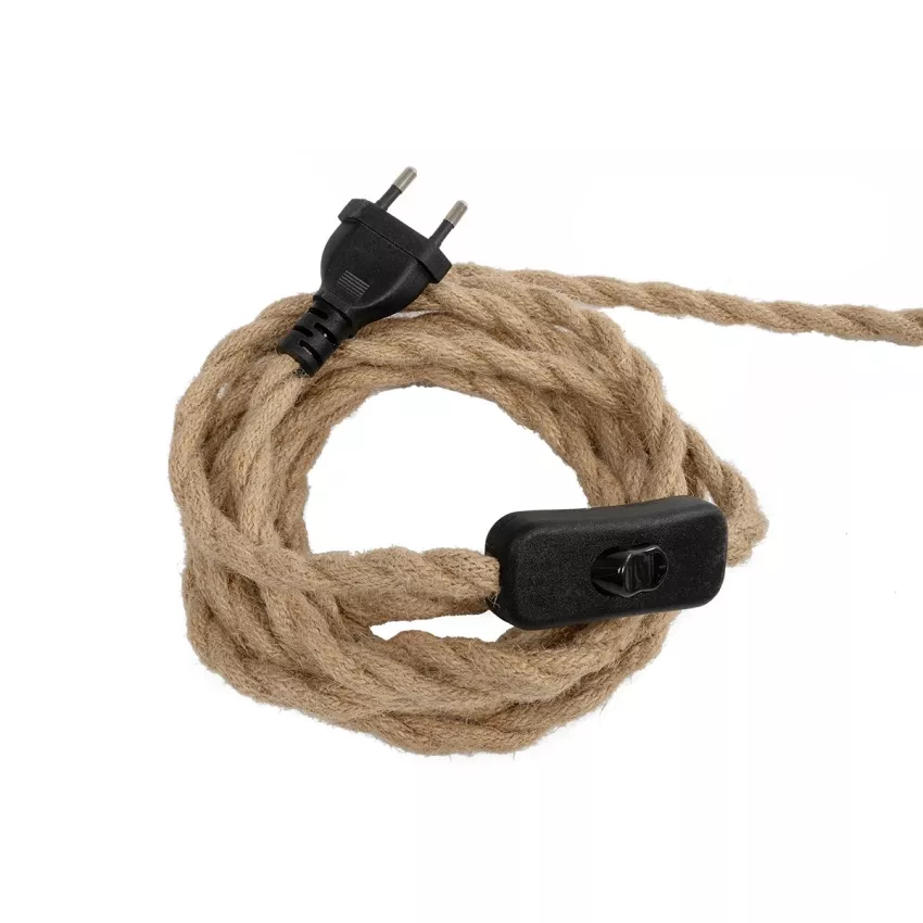 GLOBOSTAR® WHIP  Μοντέρνο DIY Φωτιστικό με Υφασμάτινο Καλώδιο, Ντουί 3 x E27, Διακόπτη On/Off & Πρίζα AC 220-240V IP20 - Μπεζ & Μαύρο - Μ650 x Π5.5 x Υ100cm