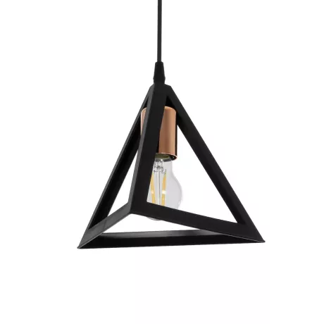 GLOBOSTAR® TRIANGLE  Μοντέρνο Κρεμαστό Φωτιστικό Οροφής με Ντουί 1 x E27 AC 220-240V IP20 - Μάυρο & Χάλκινο - Μ24 x Π24 x Υ22cm