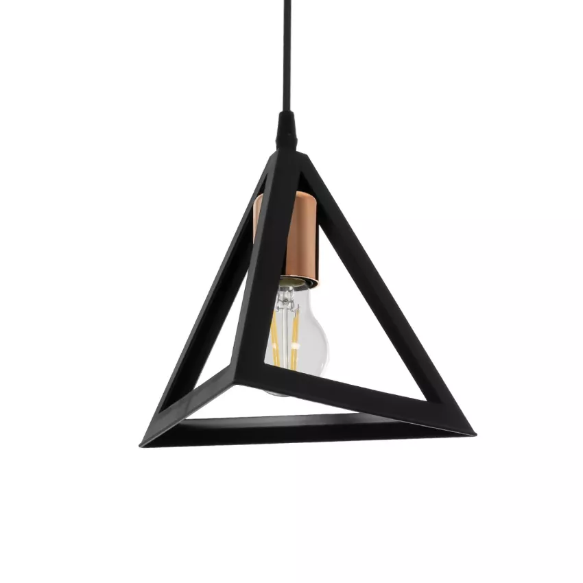 GLOBOSTAR® TRIANGLE  Μοντέρνο Κρεμαστό Φωτιστικό Οροφής με Ντουί 1 x E27 AC 220-240V IP20 - Μάυρο & Χάλκινο - Μ24 x Π24 x Υ22cm