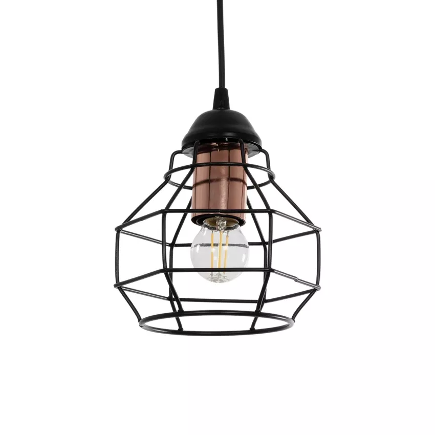 GLOBOSTAR® BUR  Μοντέρνο Κρεμαστό Φωτιστικό Οροφής Μονόφωτο 1 x E27 AC 220-240V IP20 Μαύρο - Μ17 x Π17 x Υ23cm