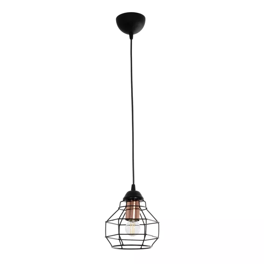 GLOBOSTAR® BUR  Μοντέρνο Κρεμαστό Φωτιστικό Οροφής Μονόφωτο 1 x E27 AC 220-240V IP20 Μαύρο - Μ17 x Π17 x Υ23cm