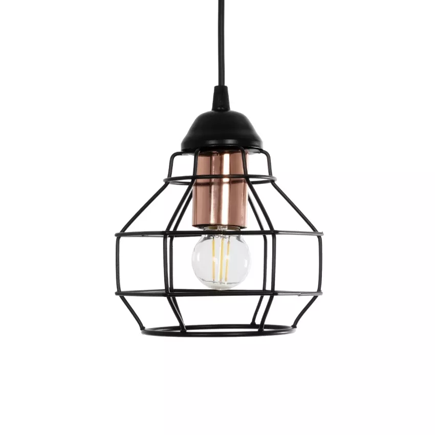 GLOBOSTAR® BUR  Μοντέρνο Κρεμαστό Φωτιστικό Οροφής Μονόφωτο 1 x E27 AC 220-240V IP20 Μαύρο - Μ17 x Π17 x Υ23cm