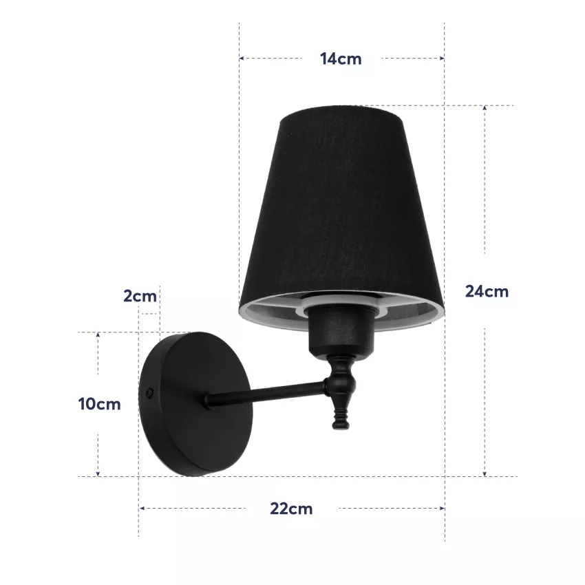 GLOBOSTAR® ELEGANTE  Μοντέρνο Φωτιστικό Τοίχου - Απλίκα με Ντουί 1 x E27 AC 220-240V IP20 - Μαύρο - Μ14 x Π22 x Υ24cm