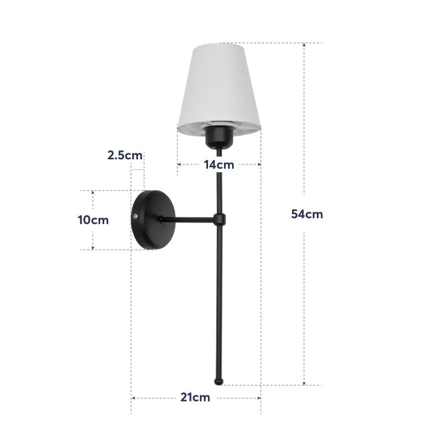 GLOBOSTAR® LING  Μοντέρνο Φωτιστικό Τοίχου - Απλίκα με Ντουί 1 x E27 AC 220-240V IP20 - Μαύρο & Μπεζ - Μ14 x Π21 x Υ54cm