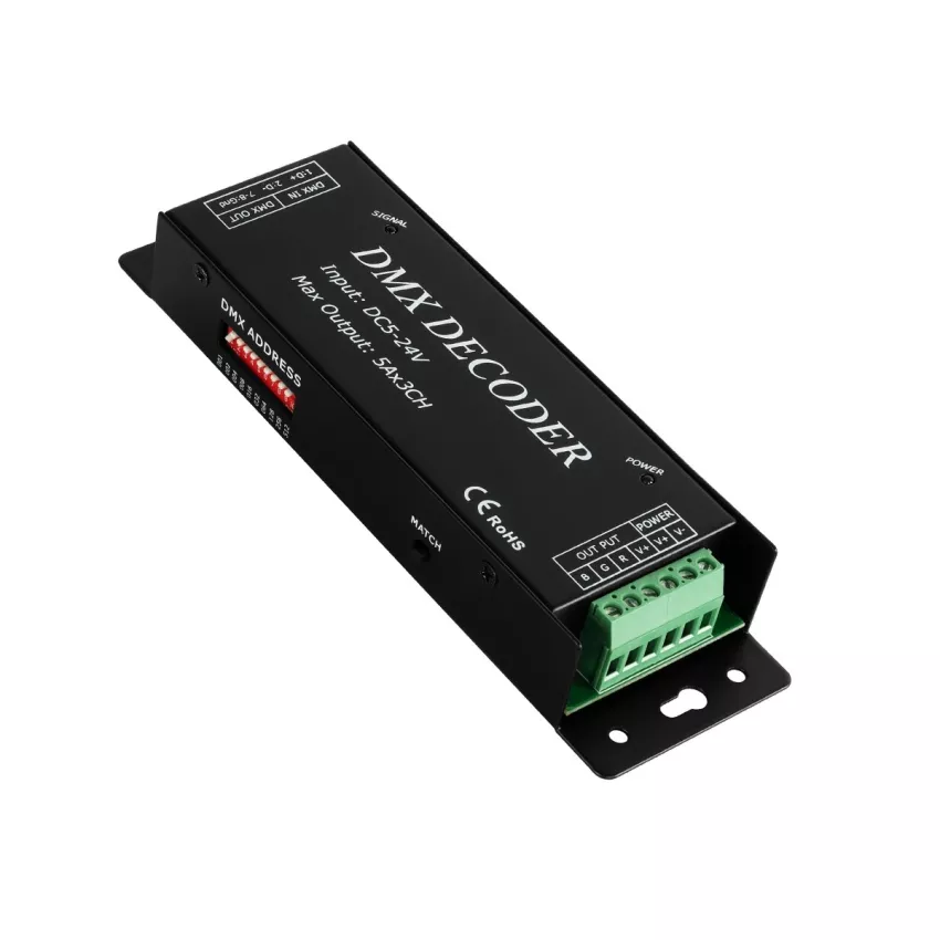 GLOBOSTAR® RGBCONTROLLER  DMX Dimmer / Controller με RF Ασύρματο Χειριστήριο με 3 x 15A 75W Κανάλια DC 5-24V 15A 360W Max IP20 - DMX512 & RF2.4Ghz - Μ26.9 x Π9.6 x Υ4cm - 1 Χρόνος Εγγύηση