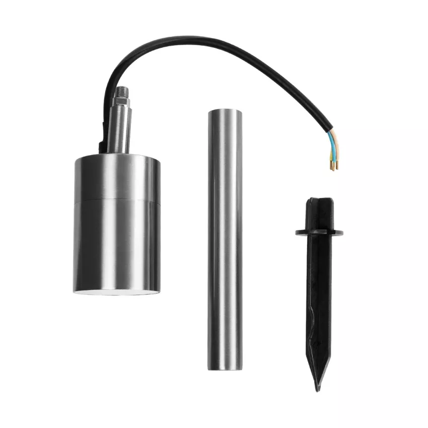 GLOBOSTAR® GARDEON  Φωτιστικό Σποτ για Φυτά - Δέντρα με Βάση Κήπου / Καρφωτό για Λάμπα MR16 με Ντουί GU10 AC 220-240V Αδιάβροχο IP67 - Νίκελ Χρώμιο - Μ6 x Π6 x Υ43.5cm