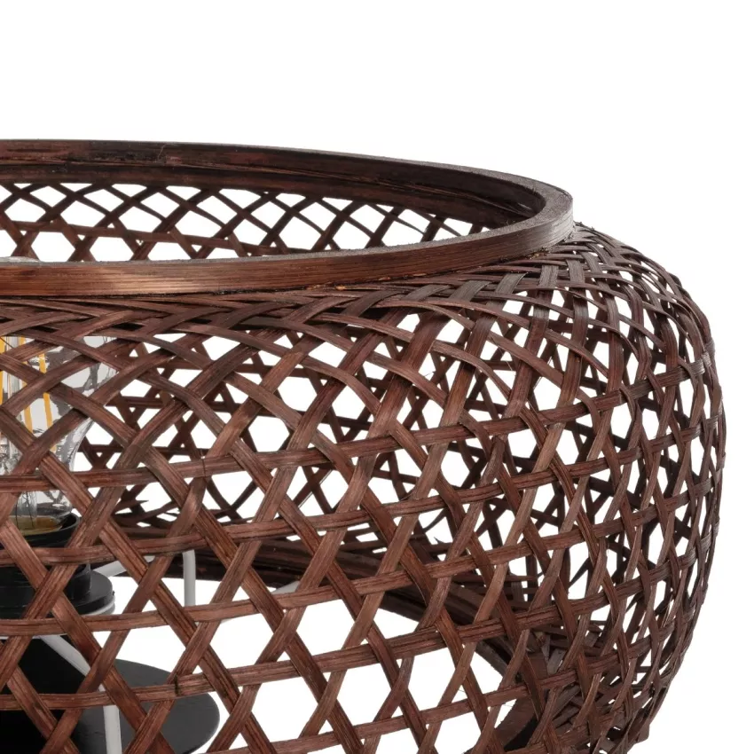 ZORION  Vintage Επιτραπέζιο Φωτιστικό Πορτατίφ Μονόφωτο 1 x E27 IP20 Καφέ Ξύλο με Μαύρο Μέταλλο - Μ40 x Π40 x Υ43.5cm