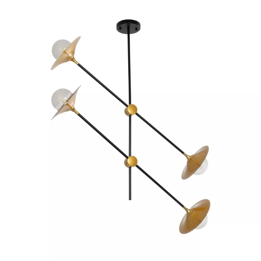 JOLIET  Μοντέρνο Φωτιστικό Οροφής Πλέγμα Πολύφωτο 4 x G9 IP20 Μαύρο & Χρυσό Μέταλλο - Μ93 x Π20 x Υ106cm