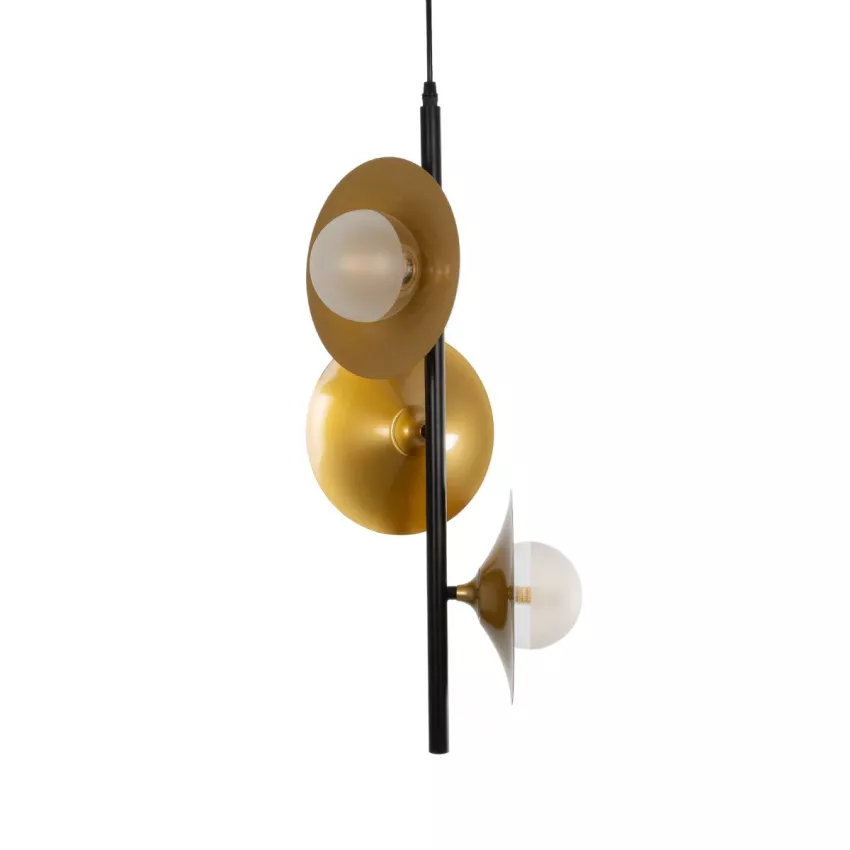 GLOBOSTAR® JOLIET  Μοντέρνο Κρεμαστό Φωτιστικό Οροφής με Ντουί 3 x G9 AC 220-240V IP20 - Μαύρο & Χρυσό - Μ27 x Π27 x Y62cm
