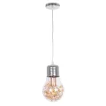 GLOBOSTAR® LAMP  Μοντέρνο Κρεμαστό Φωτιστικό Οροφής με Ντουί 1 x E27 AC 220-240V IP20 - Διάφανο, Χρυσό & Ασημί - Μ15 x Π15 x Υ27cm