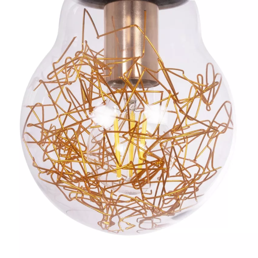 GLOBOSTAR® LAMP  Μοντέρνο Κρεμαστό Φωτιστικό Οροφής με Ντουί 1 x E27 AC 220-240V IP20 - Διάφανο, Χρυσό & Ασημί - Μ15 x Π15 x Υ27cm