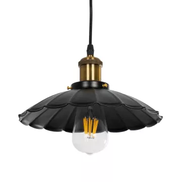 GLOBOSTAR® MARGI  Vintage Κρεμαστό Φωτιστικό Οροφής με Ντουί 1 x E27 AC 220-240V IP20 - Μαύρο & Χρυσό - Μ26 x Π26 x Υ14cm
