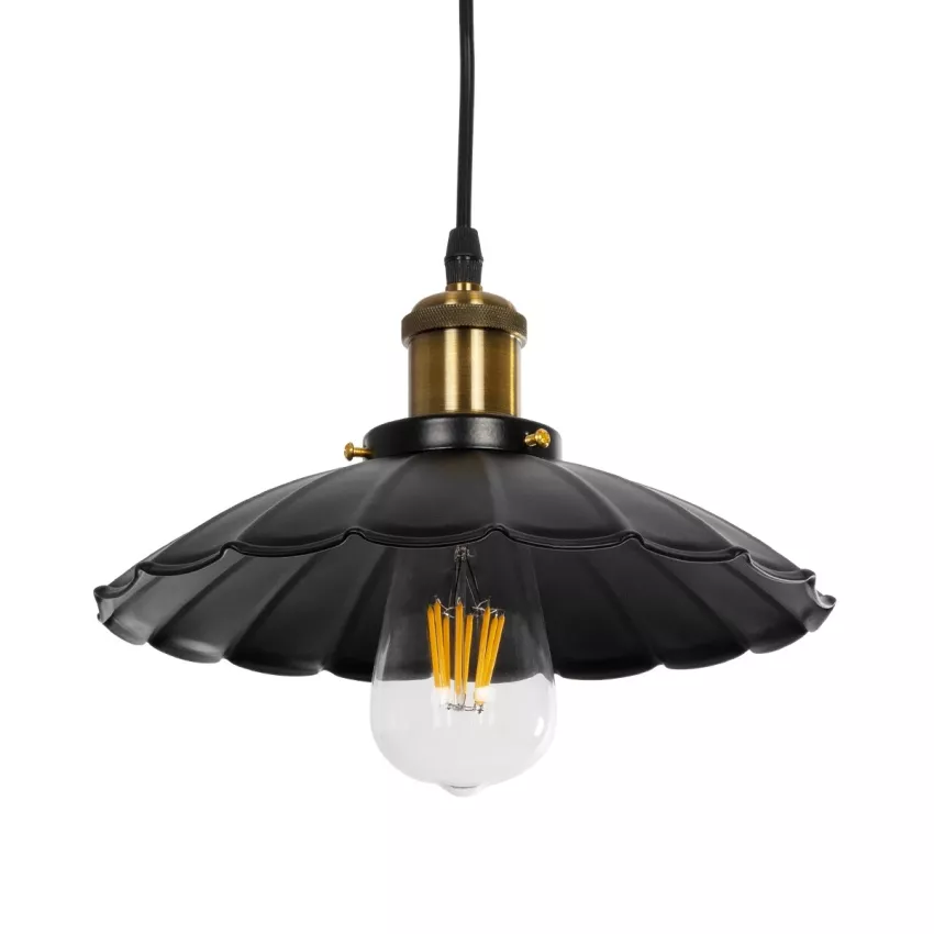 GLOBOSTAR® MARGI  Vintage Κρεμαστό Φωτιστικό Οροφής με Ντουί 1 x E27 AC 220-240V IP20 - Μαύρο & Χρυσό - Μ26 x Π26 x Υ14cm