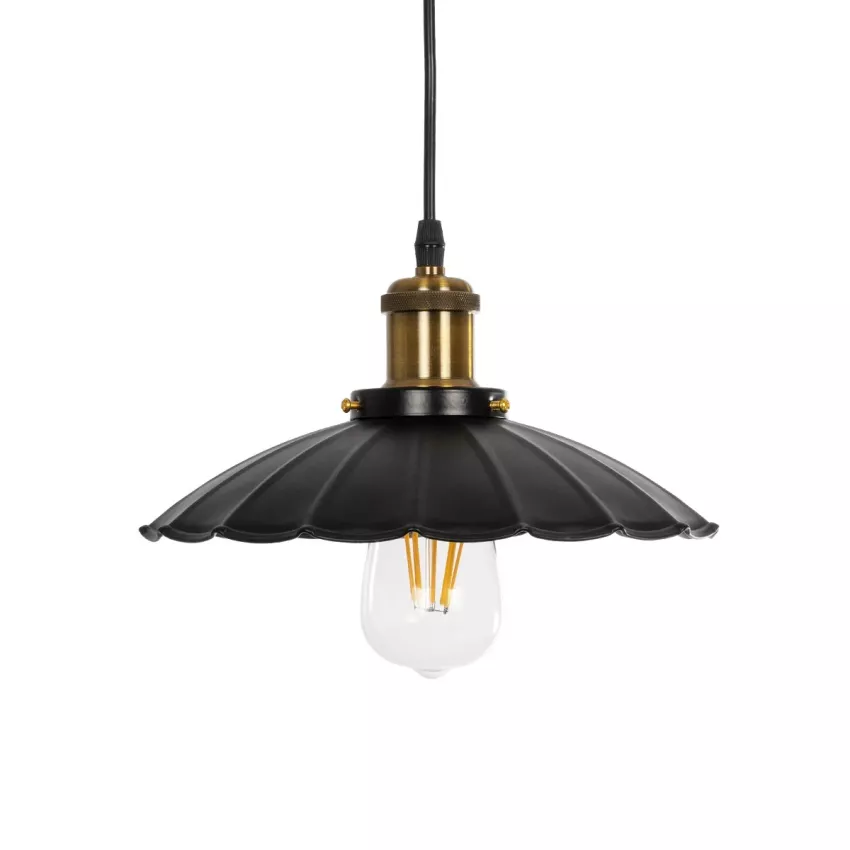 GLOBOSTAR® MARGI  Vintage Κρεμαστό Φωτιστικό Οροφής με Ντουί 1 x E27 AC 220-240V IP20 - Μαύρο & Χρυσό - Μ26 x Π26 x Υ14cm