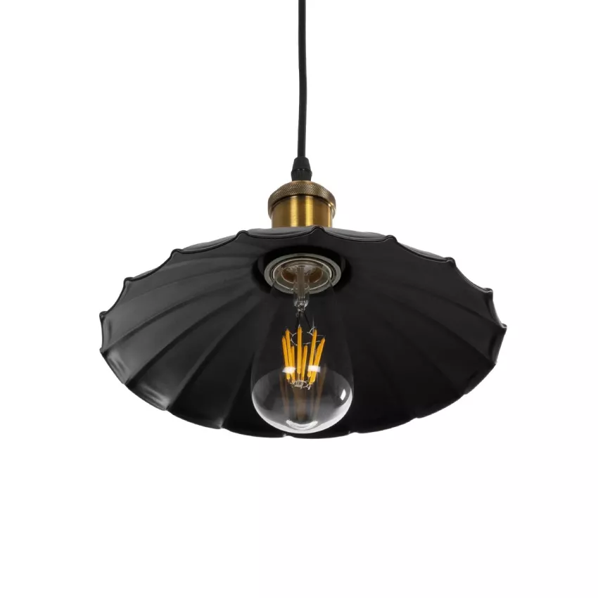 GLOBOSTAR® MARGI  Vintage Κρεμαστό Φωτιστικό Οροφής με Ντουί 1 x E27 AC 220-240V IP20 - Μαύρο & Χρυσό - Μ26 x Π26 x Υ14cm