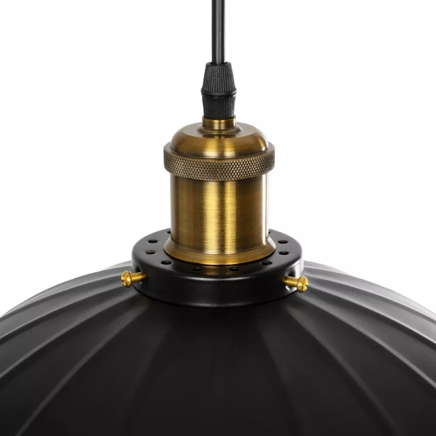 GLOBOSTAR® MARGI  Vintage Κρεμαστό Φωτιστικό Οροφής με Ντουί 1 x E27 AC 220-240V IP20 - Μαύρο & Χρυσό - Μ26 x Π26 x Υ14cm
