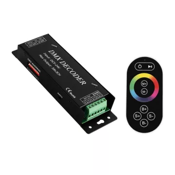 GLOBOSTAR® RGBCONTROLLER  DMX Dimmer / Controller με RF Ασύρματο Χειριστήριο με 3 x 15A 75W Κανάλια DC 5-24V 15A 360W Max IP20 - DMX512 & RF2.4Ghz - Μ26.9 x Π9.6 x Υ4cm - 1 Χρόνος Εγγύηση