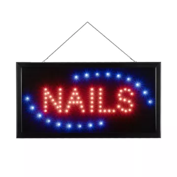 GLOBOSTAR® SIGN  Διακοσμητικό Φωτιστικό Τοίχου Ένδειξης / Σήμανσης "NAILS" LED 5W 150lm 35° AC 220-240V IP20 Πολύχρωμο - Μαύρο - Μ48 x Π2 x Υ25cm