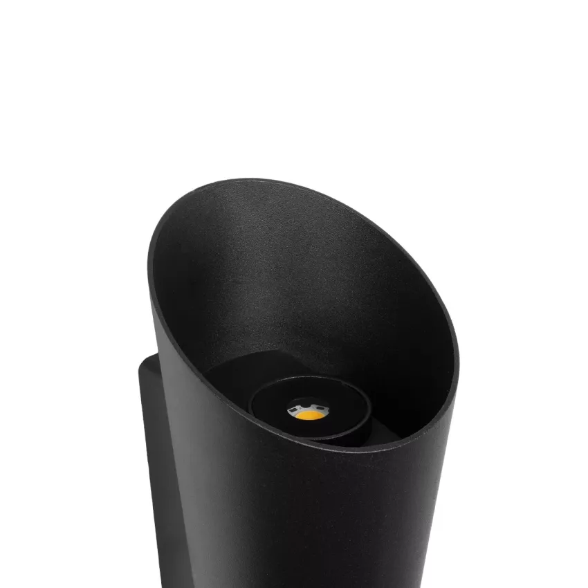 GLOBOSTAR® GANETTI  Μοντέρνο Φωτιστικό Τοίχου - Απλίκα LED 10W 1250lm 60° AC 220-240V Αδιάβροχο IP65 Θερμό Λευκό 2700K - Bridgelux COB Chip & TÜV SÜD Driver - Μαύρο Ματ - Μ9.5 x Π11 x Υ19cm