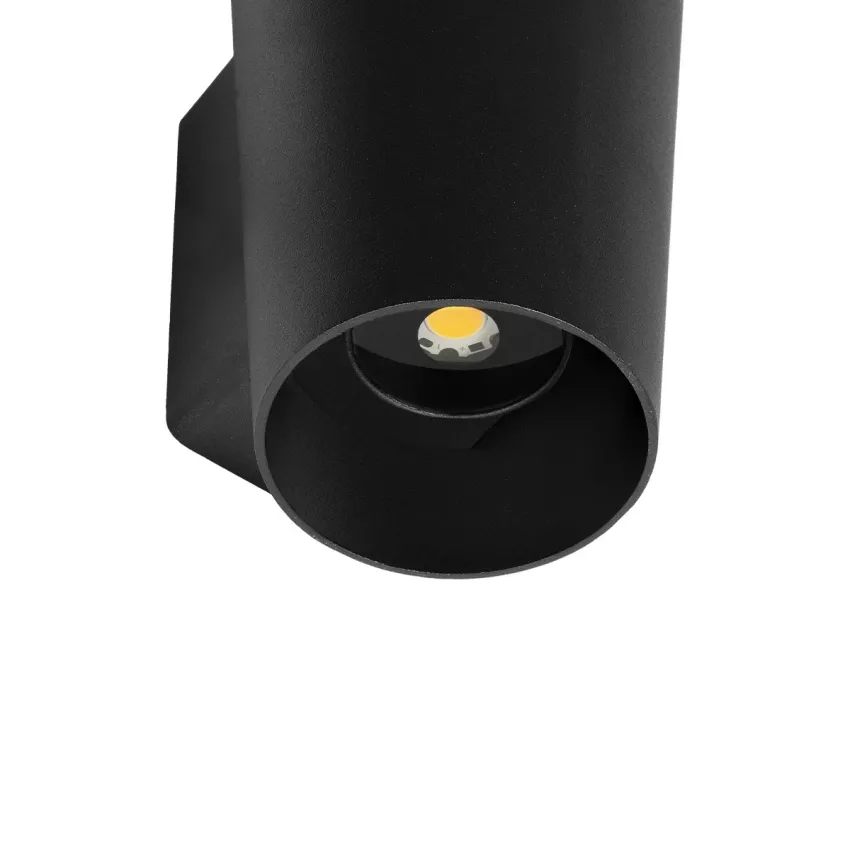 GLOBOSTAR® GANETTI  Μοντέρνο Φωτιστικό Τοίχου - Απλίκα LED 10W 1250lm 60° AC 220-240V Αδιάβροχο IP65 Θερμό Λευκό 2700K - Bridgelux COB Chip & TÜV SÜD Driver - Μαύρο Ματ - Μ9.5 x Π11 x Υ19cm