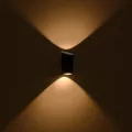 GLOBOSTAR® GANETTI  Μοντέρνο Φωτιστικό Τοίχου - Απλίκα LED 10W 1250lm 60° AC 220-240V Αδιάβροχο IP65 Θερμό Λευκό 2700K - Bridgelux COB Chip & TÜV SÜD Driver - Μαύρο Ματ - Μ9.5 x Π11 x Υ19cm